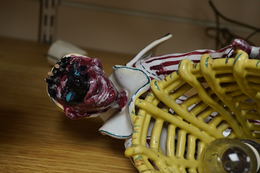 A 1950s Italian San Polo Otello Rosa wall light and table with repairs, both with original shades